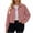 Pink, variant on Zpanxa Fleece Jacket Women Corduroy Cropped Button Down Shacket Jacket Long Sleeve Solid Color Casual Lightweight Fall Outerwear with Pockets