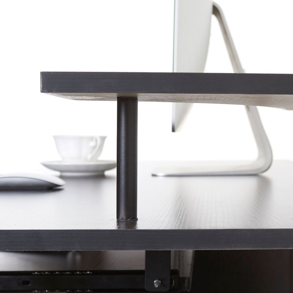 Kepooman Integrated Melamine Board Computer Desk with Drawers, Black Kepooman Integrated Melamine Board Computer Desk with Drawers, Black