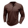 thumbnail image 4 of Annhoo Mens Sweater Solid Color Button Down Crew Neck Pullover Long Sleeve Sweatshirts Trendy Warm Fall Winter Tops, 4 of 7