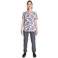 thumbnail image 4 of Scrubstar Women's Holiday Travel V-Neck Print Scrub Top, Sizes XS-3XL, 4 of 5
