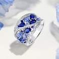 thumbnail image 3 of Women Ring Hollow Out Wide Blue Cocktail Ring Water Drop Shape Copper Multi-Shaped Cubic Zirconia Finger Ring Jewelry for Anniversaries Weddings Birthdays, 3 of 7