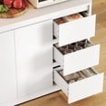 thumbnail image 3 of Homfa 70.9'' Kitchen Pantry Cabinet with Charging Station and LED Light, 3 Drawers Buffet Storage Cabinet with Glass Doors and Adjustable Shelves, White, 3 of 10
