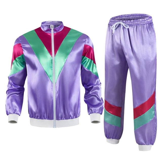 Liyamei Ensemble de Survêtement Adulte Années 80 Rétro Hip Hop Coupe-Vent Disco