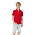 thumbnail image 3 of Zfeel Kids Short Sleeve Polo Shirt, Button Closure Comfort Fabric Dailywear Tee, Cherry Red, XL, 3 of 5