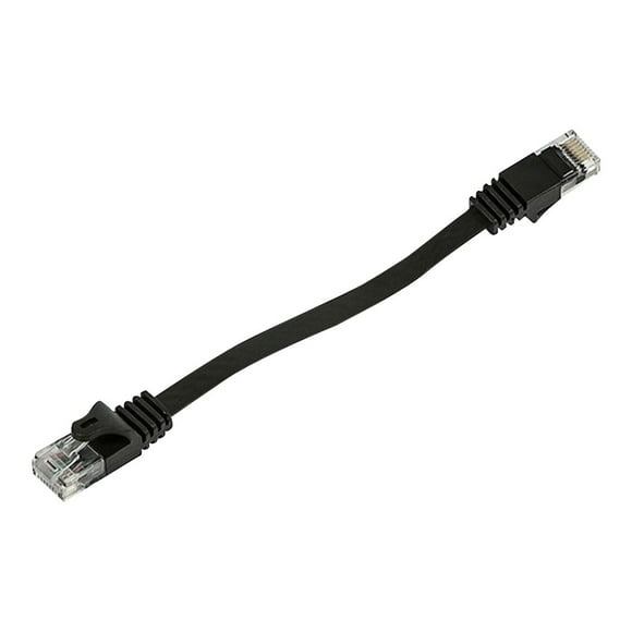 Monoprice - Patch cable - RJ-45 (M) to RJ-45 (M) - 6 in - UTP - CAT 5e - snagless, stranded, flat - black
