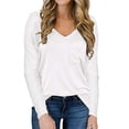 thumbnail image 1 of Top Suelto De Manga Larga, Algodón Poliéster Resistente Al Desgaste Casual Blusa Fluida De Color Sólido Respetuoso Con La Piel Para Ir De Compras, 1 of 4