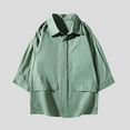 thumbnail image 2 of Ashirexll Mens Shirts Casual, Mens Button up Shirts Short Sleeve, Plus Size Summer Casual 3/4 Sleeve Turndown Collar Shirt with Pockets, 2 of 4