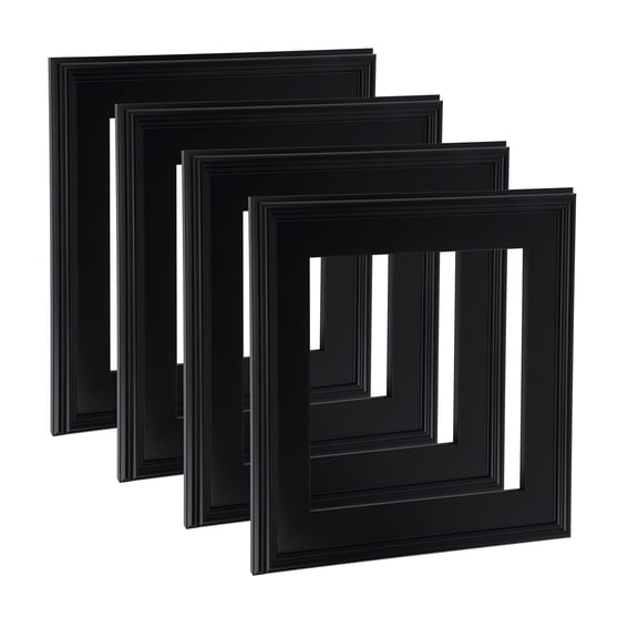 Cardinali Plein Aire Black 8x8" Open Back Frames for Canvas Art - Box of 4, 3" Wide Moulding w/ Raised Edge -1/2" Rabbet Depth- Timeless Picture Frame for Canvas - Made in USA, No Glass or Backing