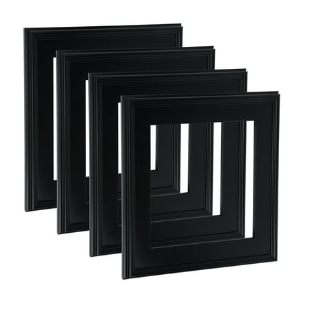 Cardinali Plein Aire Black 8x8" Open Back Frames for Canvas Art - Box of 4, 3" Wide Moulding w/ Raised Edge -1/2" Rabbet Depth- Timeless Picture Frame for Canvas - Made in USA, No Glass or Backing