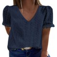 thumbnail image 1 of Hauts d'Été en Dentelle pour Femmes Manches Courtes Col en V Blouses à Pois Suisses, 1 of 3