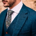 thumbnail image 5 of Barry.Wang Men's Cotton Ties Flower 3.15" Necktie Printed Skinny Tie Sets Clip Extra Long Flower Wedding Party Blue, 5 of 7