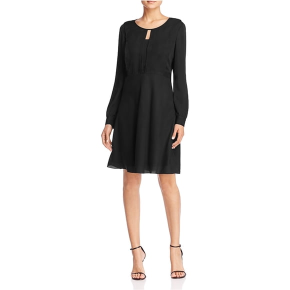 Finity Womens Solid A-line Dress, Negro, 10