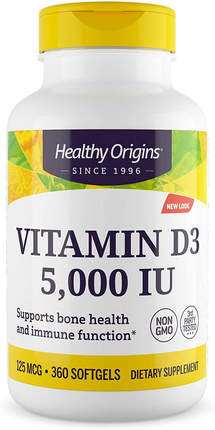 Healthy Origins Vitamin D3 - 5000 IU - 360 Softgels (Pack of 1)