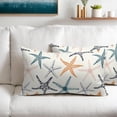 thumbnail image 4 of Orange Blue Teal Starfish Lumbar Pillow Covers 12X20 Inch Set of 2 Beach Ocean Coastal Decorative Rectangular Pillow Cases Summer Nautical Cotton Linen Cushion Case Home Decor for Sofa Couch Outdoor, 4 of 5