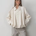thumbnail image 4 of Veste en Faux Suède pour Femme Manteau à Revers de Printemps Décontracté Ample à Manches Longues Mode Style de Rue Manteau Crème Blanc P, 4 of 9