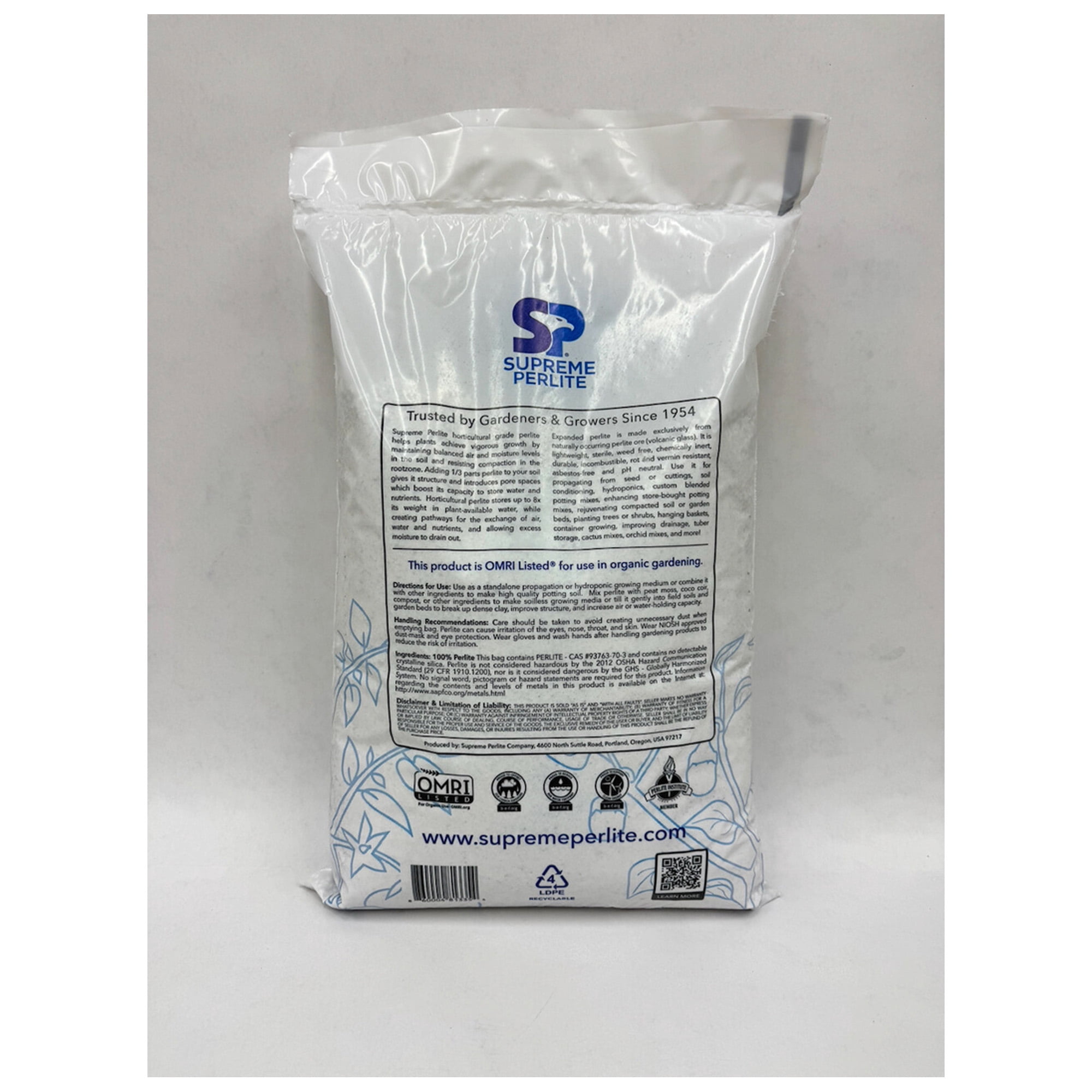 Supreme Perlite Coarse Horticultural Perlite for Potting Soil Mixes, 24 Quart Bag