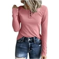 thumbnail image 3 of FAIWAD Going out Tops for Women Scoop Neck Long Sleeve Slim Fitted Knit Shirts Button Down Casual Basic Blouse, 3 of 8