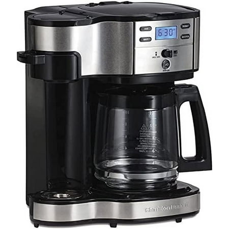 Hamilton Beach 2-Way 12 Cup Programmable Drip Coffee Maker & Single Serve Machine, Glass Carafe, Auto Pause and Pour, Black (49980A)