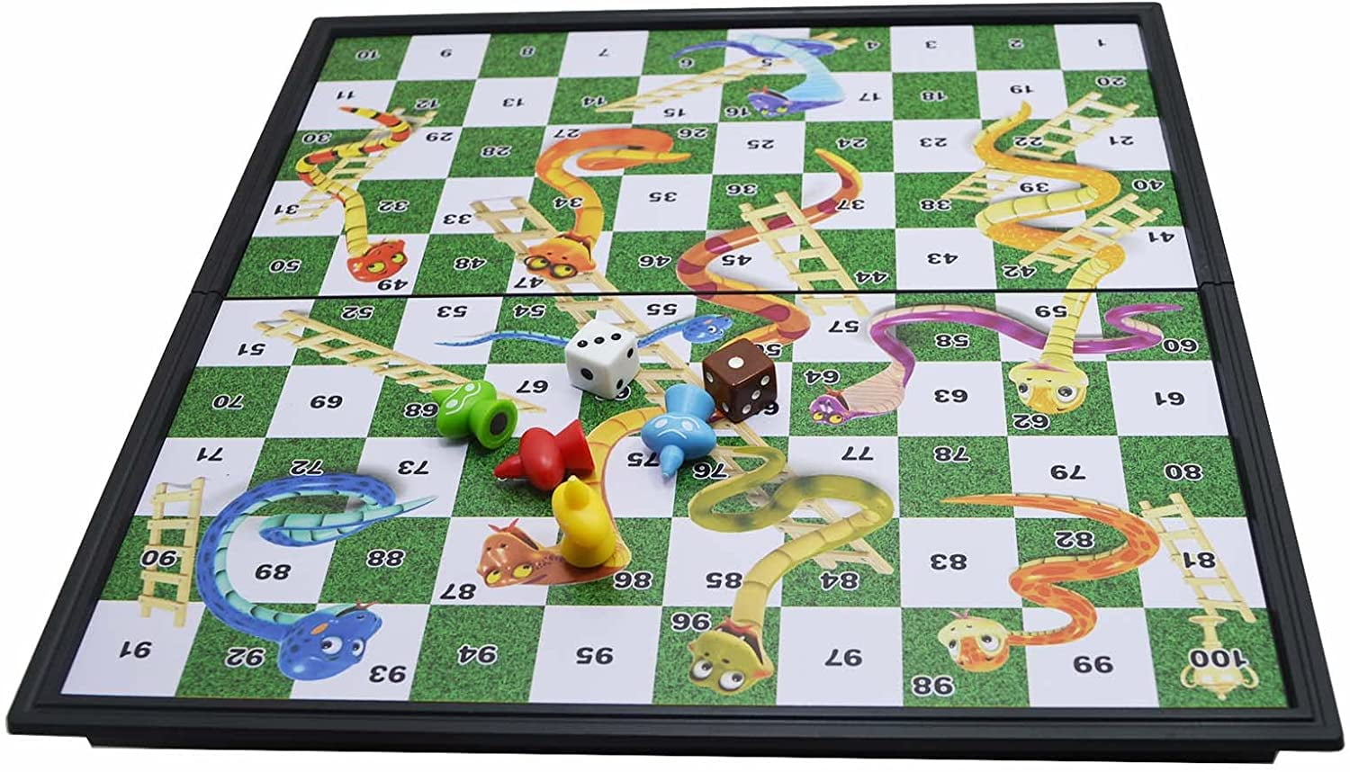 Snakes & Ladders Game 10x10 Board 100 Squares, Extendable Board 10x10 ...