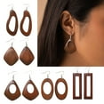 thumbnail image 3 of Wooden Drop Earrings With Geometric Design Lightweight And Comfortable Suitable For Everyday Wear And Special Occasions, 3 of 21