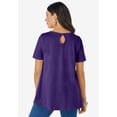 thumbnail image 2 of Roaman's Women's Plus Size Cotton Ultimate Swing Tee With Keyhole Back, 2 of 6