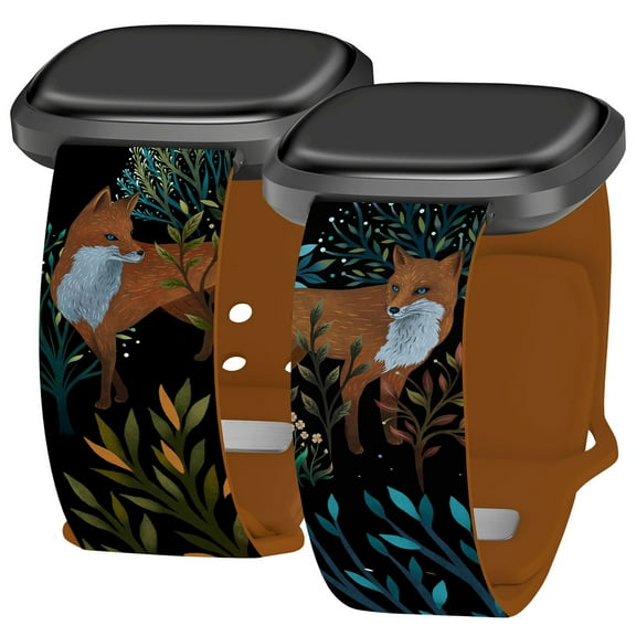 Episodic Drawing Enchanted Collection HD Watch Band Compatible with FitBit Versa 3 & Sense (20mm Short Forest Foxes)