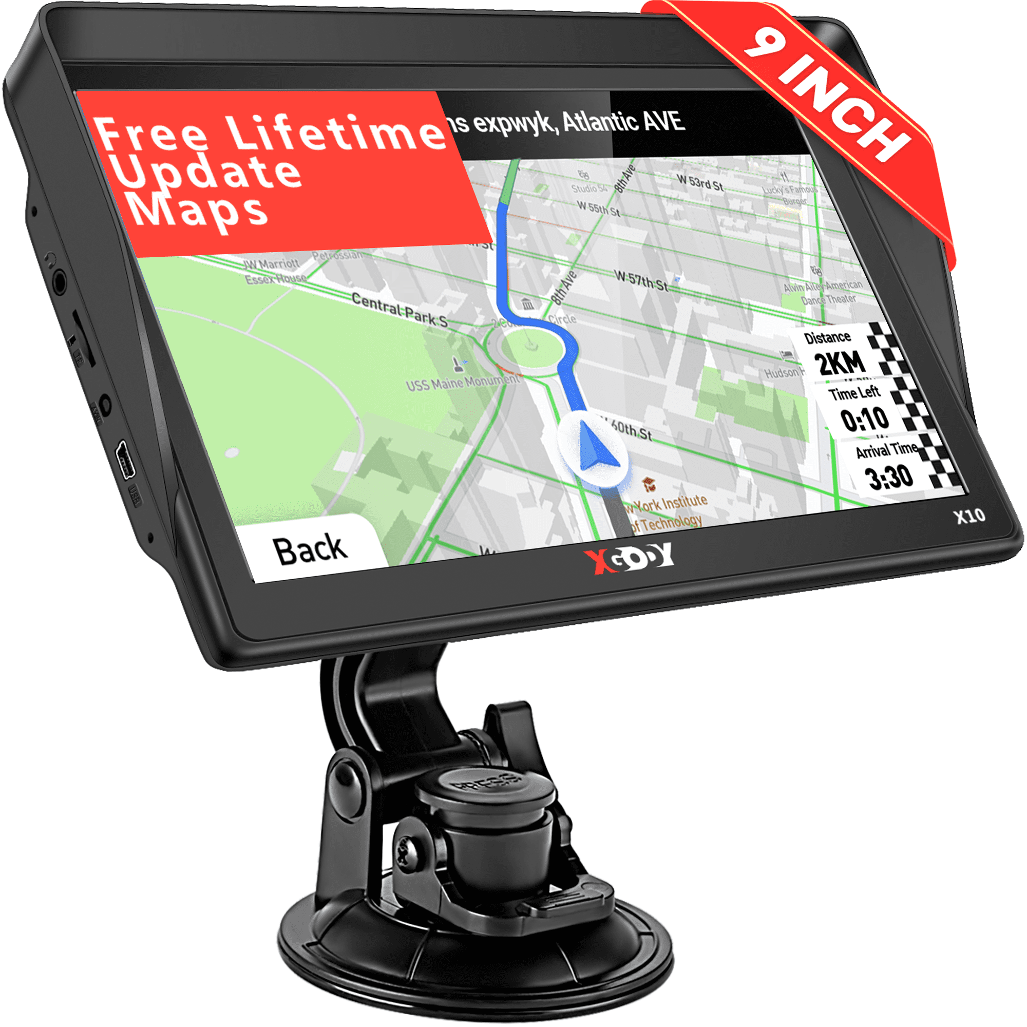 taxi stad Ik geloof XGODY Bluetooth Truck GPS 9" Big Screen GPS Navigation for Car with Voice  Command,3D & 2D Maps,Free Lifetime Map Update - Walmart.com