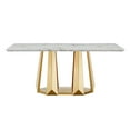 thumbnail image 3 of Noble House Modern 70" Rectangle Faux Marble Dining Table with Stainless Steel Base, for Kitchen, Gloss White & Gold, 3 of 13