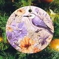 thumbnail image 6 of Ceramics Ornaments Purple Bird with Flowers Two Sides Printed Christmas Ornaments Spring Outdoor Bird Flower Ornament for Christmas Tree for Family Friend, 6 of 8