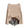 thumbnail image 1 of WZXFASHION Chandail Tricoté pour Femmes Mode Manches Longues Col Rond Blouse Hiver Chaud Couche Haut Quotidien Sortie Chemises Soldes Liquidation Chandails à Capuchon pour Hommes Fermeture à Glissière, 1 of 3