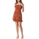 thumbnail image 5 of INSPIRE CHIC Women's Printed Spaghetti Strap Ruffle Flare Mini Dress S Brown-Dots, 5 of 6