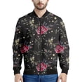 thumbnail image 2 of Chaqueta con cremallera y estampado de flores de rosas para hombre, abrigo con estampado floral en 3D de plantas, chaquetas informales de gran tamaño, ropa de calle, mangas largas, 2 of 5