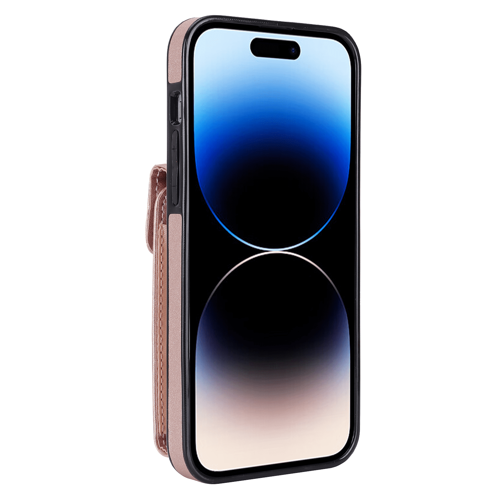 Asuwish Wallet RFID Blocking PU Leather Cell Phone Case with Tempered Glass Screen Protector, Wrist Strap for iPhone 14 Pro Max, Rose Gold