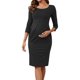 thumbnail image 1 of VESTIDOS DE MATERNIDAD SEMI FORMAL PARA MUJERES INSPIRE CHIC CUELLO REDONDO MANGAS 3/4 COCTEL CREMALLERA EN LA PARTE POSTERIOR VESTIDO DE EMBARAZO GRANDE NEGRO, 1 of 6