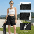 thumbnail image 3 of SOMER Bermuda Shorts for Women Elastic Waist Cargo Shorts with 6 Pockets Black Shorts Women Hiking for Summer Casual, 3 of 7