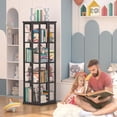 thumbnail image 5 of Homieasy Rotating Bookshelf, Corner Bookshelf, 360 Display Wood Spinning Bookshelf, Floor Standing Bookcase Narrow Shelf Revolving Organizer Storage Rack for Small Space, Black, 5 of 7