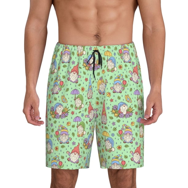 Fotbe Spring Gnomes Pantalones Cortos de Pijama para Hombre, Ropa de Dormir, Pantalones de Pijama Cortos para Hombre-Medium