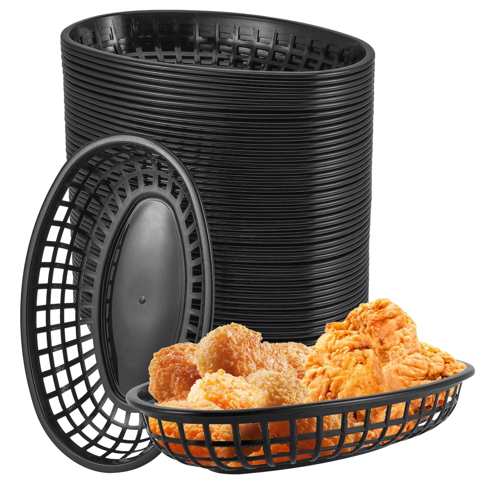 X24 Oval Food Basket Fast Food Side Order Plastic Serving Burger bbq reuseable 