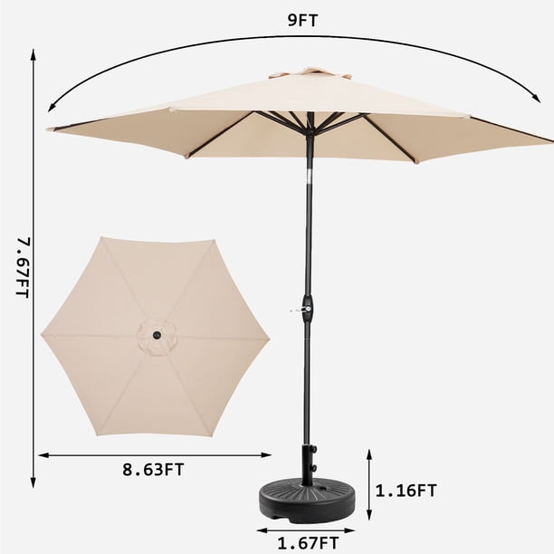 cheap patio umbrellas with base PURPLE LEAF 10 ft. Square Patio Umbrella Aluminum Large Cantilever Umbrella  for Garden Deck Backyard Pool in Beige PPL04CHS10-KK