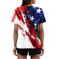 thumbnail image 4 of Abcomgle Womens 4th Of July Outfit American Flag Print Patriotic Tops Short Sleeve Button V Neck T-Shirt Comfy Independent Day Tshirt,White L, 4 of 4