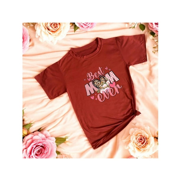 Playera Blusa De Best Mom Ever Moda Fashion Para Mujer Color Shedron Talla Extra Grande Marca Emil SaEs