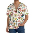 thumbnail image 3 of Xecao offers the Butterfly Flowers for Men's Casual Short-sleeved Shirt, a button-up collared shirt with a pocket, perfect for beach vacations and yacht travel in the Medium size., 3 of 7