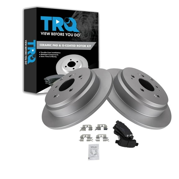 TRQ Rear Brake Pad & Rotor Kit Brake Pads Brake Rotor Ceramic Premium G-Coated Fits Select 2005-2010 Honda Odyssey