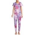 thumbnail image 2 of Secret Treasures Short Sleeve Crew Neck Tie Dye Pajamas (Women's or Women's Plus) 2 Piece Set, 2 of 5
