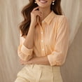 thumbnail image 6 of Warop Button Down Shirts for Women 3/4 Sleeve Collared Blouse Casual Business Office Work Top, 6 of 8