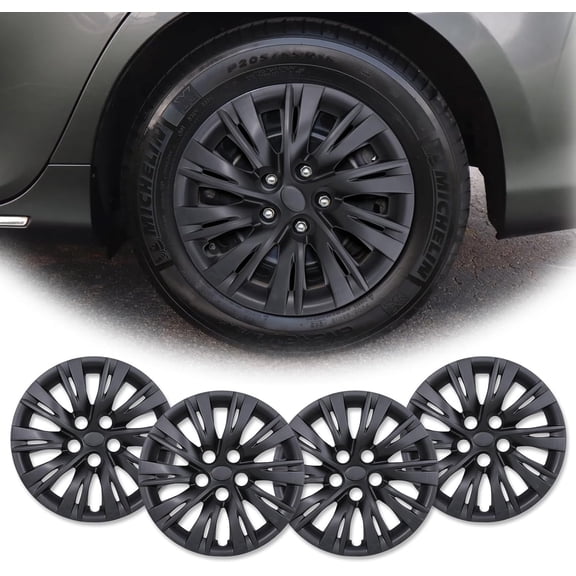 16 inch Hubcap,2012 2013 2014 Toyota Camry Style Wheel Cover,5 Double Spoke Style aftermarket replacement for 42602-06101,Black Matte 4PCS