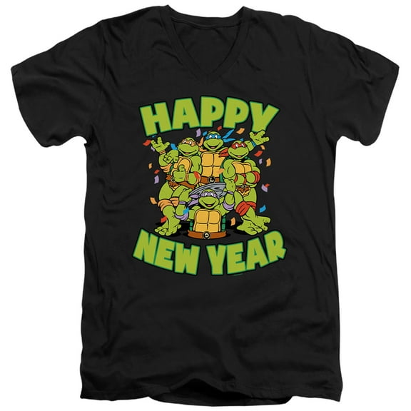 Teenage Mutant Ninja Turtles Happy New Year Group Unisex Adult V-Neck T Shirt