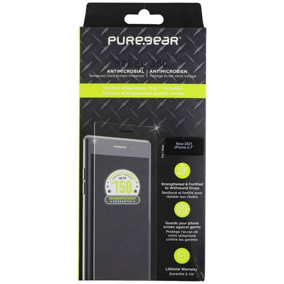 PureGear Steel 360 Tempered Glass Protector for Apple iPhone 13 Pro Max - Clear