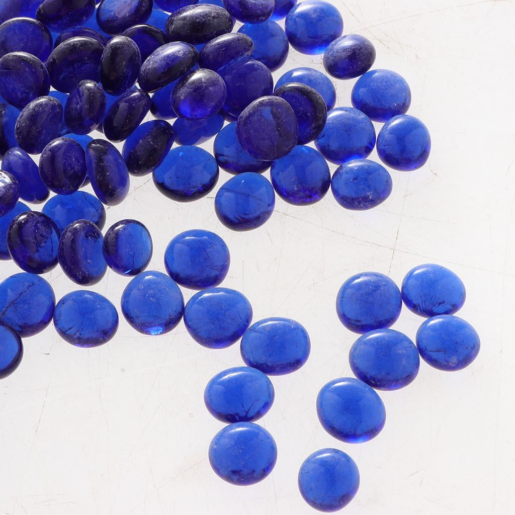 100Pcs Dark Blue Glass Marbles Aquarium Pebbles Vase Filler Marble Beads Ideal Aquarium Decor