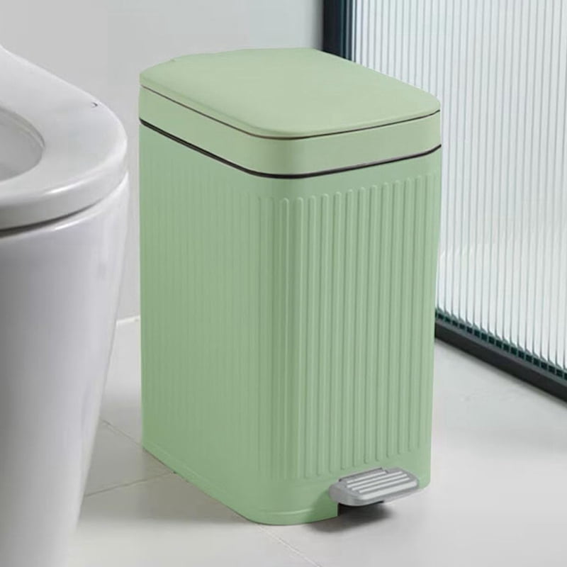 Small Trash Can with Lid with Foot Pedal and Push-on Lid Small Bathroom Trash Can Ultra-Thin Pedal Trash Can